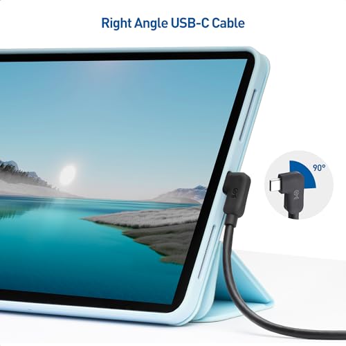 High-Speed 20 Gbps Right Angle USB C Cable by Cable Matters – 3 ft, Supports 8 K@30 Hz & 4 K@120 Hz Video, 240 W Power Delivery, Ergonomic USB-C Cord for Optimal Space Management and Enhanced Device Compatibility