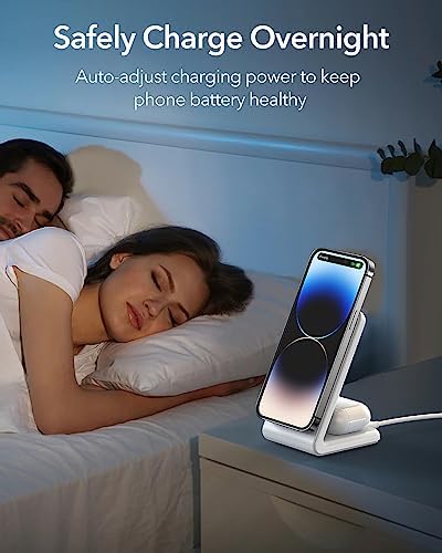 Meifigno Dual Pack Mag Safe-Compatible Fast Wireless Charger Stand with 20 W USB-C Block & 2 USB-C Cables – Premium Charging Solution for i Phone 16 Pro Max, 15, 14, 13, 12 & Air Pods 4/3/Pro – Sleek Design for Efficient Device Powering and Enhanced Compatibility