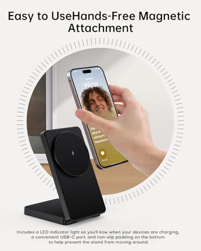 Mag Safe Foldable Wireless Charger Stand for i Phone 12-16 Series – 15 W Fast Charging with Adjustable Viewing Angles, Space-Saving Design, and Enhanced Magnetic Stability – Black – Ultimate Charging Solution for Home and Office Use