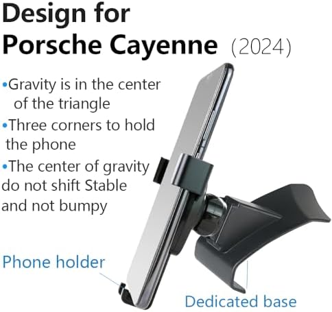 Porsche Cayenne 2024-2025 Coupe Turbo GT Phone Holder – Premium Auto Navigation Mount for Seamless Connectivity and Luxury Design – Custom-Fit Mobile Device Bracket with 360-Degree Rotation and Tool-Free Installation