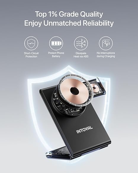 Intoval 3-in-1 Magnetic Charging Station: Ultimate Foldable Dock for Fast Charging of i Phone 12-16 (Plus/Pro/Pro Max), Apple Watch, and Air Pods – Sleek Travel Accessory with Enhanced Mag Safe Compatibility and Trio Magnetic Stand for Organized Power Solutions at Home or On-the-Go