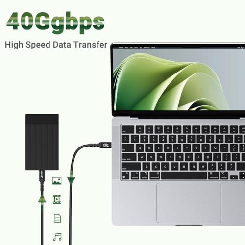 Ultra-Fast USB 4 Data Cable (1.5 FT, 2-Pack) – 40 Gbps Transfer Speed & 240 W Rapid Charging, Compatible with i Phone 15 Series, Samsung Galaxy & Thunderbolt 4/3 Devices – 8 K/6 K/5 K Video Output for Unmatched Performance and Versatility