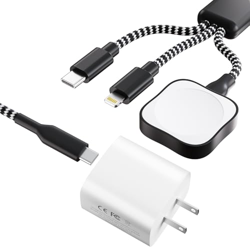 Ultimate 3-in-1 Charging Cable: Premium Nylon Braided USB-C to Lightning & Magnetic i Watch Charger for Effortless Multi-Device Power Management – Fast, Durable, and Universally Compatible for Smartphones, Tablets, and Smartwatches on the Move