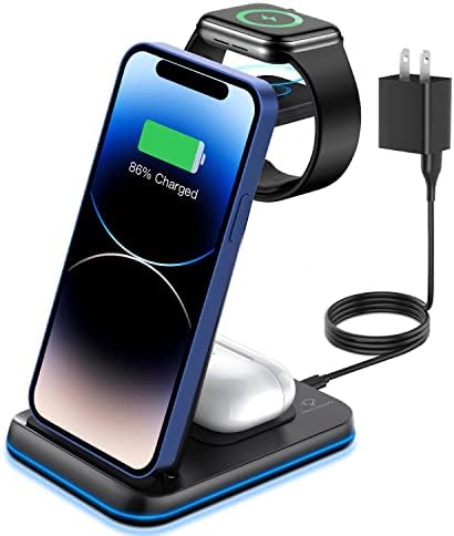 Revolutionary 3-in-1 Foldable Wireless Charging Station for i Phone, Apple Watch & Air Pods – Ultra-Portable Travel Charger with Rapid Charging for i Phone 16/15/14/13/12/11/Pro/XR & Air Pods Pro/4/3/2 – Perfect Solution for Mobile Professionals and Adventurers