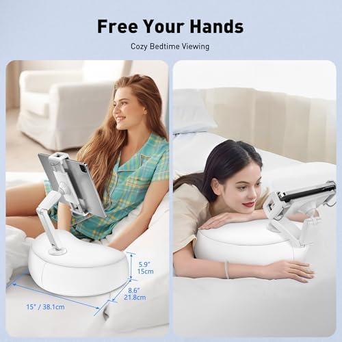 Revolutionize Your Device Experience with the Above TEK 360° Adjustable Tablet Pillow Stand – Ergonomic Bean Bag Holder for Hands-Free Use in Bed or Lap, Compatible with 4.7″ to 12.9″ Tablets and Phones, Perfect Gift for Moms – Stylish Gray Design for Enhanced Comfort and Convenience