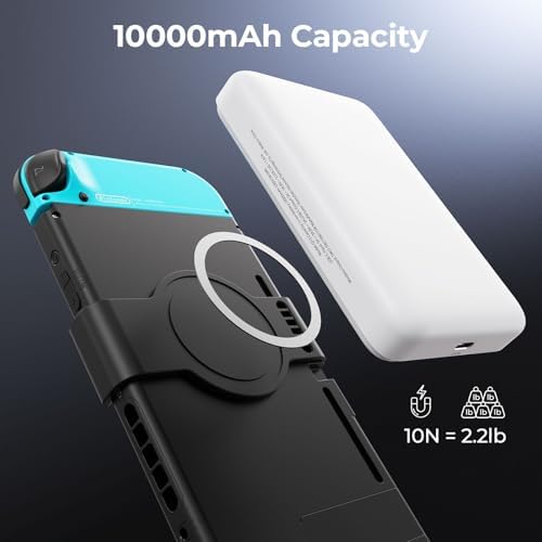 Magnetic Wireless Power Bank for i Phone & Nintendo Switch – 10,000 m Ah 20 W PD Fast Charging Battery Pack with LED Indicators for Enhanced Gaming and Travel Compatibility – Secure Detachable Clip for Uninterrupted Playtime, Supports i Phone 12-16 and Qi Devices – Safe Charging with Intelligent Protection Features