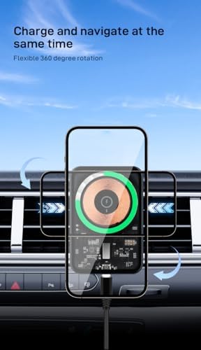 for 15W Magnetic Wireless Car Charger Mount, 360° Rotation, Air Vent Phone Holder with Strong Magnetic Core, Black – Enhanced Compatibility and Speed