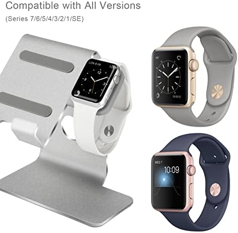 Sleek Dual Charging Station for Apple Watch & i Phone – Universal Compatibility for All Models (38 mm to 49 mm) – Fast-Charging Aluminum Dock in Silver Grey – Elevate Your Charging Experience with Enhanced Speed and Style – Perfect for Home or Office Organization – Tangle-Free Solution for Busy Lifestyles
