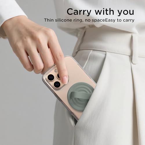 Revolutionary Magnetic Phone Ring Grip Holder – Ergonomic Silicone Finger Loop for i Phone Pro Max/Plus, 12/13/14/15/16 Series – Compatible with Mag Safe – Oat Color Enhances Aesthetics and Comfort – 360-Degree Rotation for Effortless Use – Secure Your Device with Style and Stability – Essential Smartphone Accessory for Unmatched Usability and Convenience