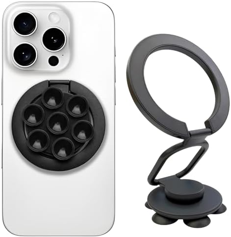 Versatile Magnetic Phone Holder with Suction Cup – Multifunctional Stand, Ring Grip, and Kickstand for i Phone 16/15/14/13/12 Series & Mag Safe (Elegant Pink) – Experience Enhanced Stability and Style