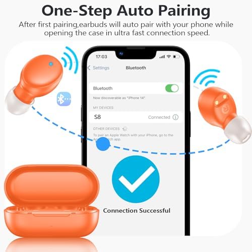 Ultra-Lightweight MOZOTER S8 Mini Wireless Earbuds – Bluetooth 5.3 Headphones with 60 Hours Playtime, Deep Bass Performance, Sweat-Resistant Design in Trendy Purple, Optimal Comfort for Sports & Daily Use