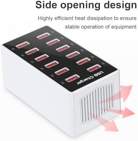 Multi-Device USB Charging Hub with 10 High-Speed Ports – Smart Plug Power Strip for i Phone 15/14/13, i Pads, Galaxy Watches & Android Phones – Ultimate Fast Charging Solution for Home & Office Efficiency