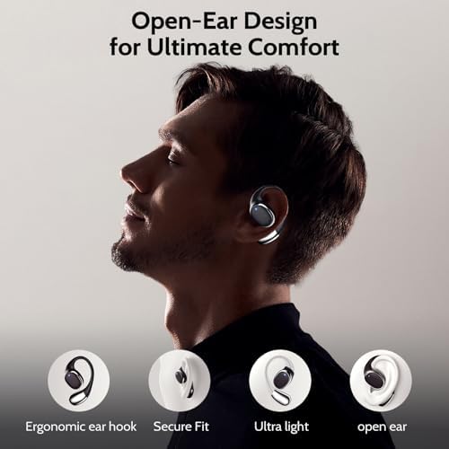 Open Ear Wireless Sport Headphones with Bluetooth 5.3 – IP55 Waterproof Earbuds Featuring LED Display and Touch Controls for Active Fitness – Ultimate Awareness and Comfort for Running, Cycling, and Gym Workouts