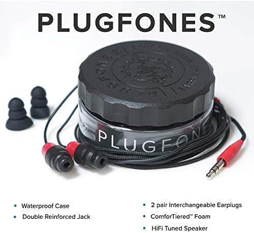 Plugfones Protector VL Audio Earbuds – OSHA Compliant Noise-Reducing Earplugs with Premium Sound Quality for Industrial Use, Black & Red Design for Enhanced Comfort and Connectivity