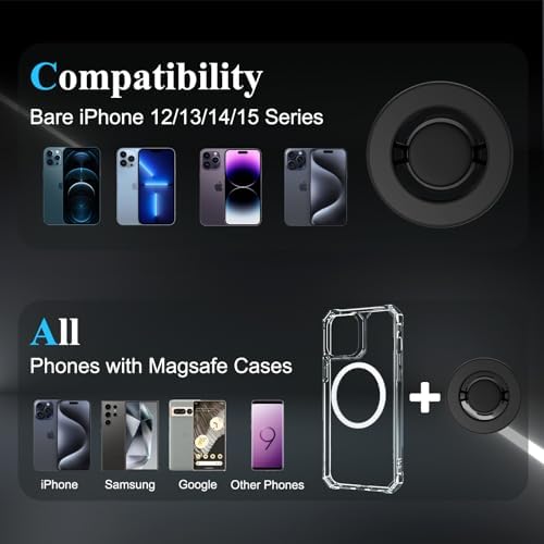 Mag Safe Rear View Mirror Phone Holder – Adjustable Magnetic Car Mount for i Phone 16/15/14/13/12 & All Mag Safe Devices – Secure Grip for Hands-Free Navigation – Compact Retractable Design with Effortless Installation – Elevate Your Driving Experience and Stay Connected Safely