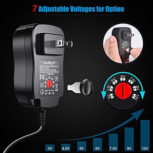 Versatile 24 W Soul Bay AC/DC Power Adapter – Multi-Voltage Solution for LED Strips, Routers, and Speakers – Center Positive Design with 2 A Output – Durable and Lightweight Universal Power Supply for Home Electronics