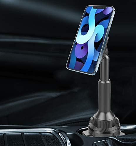 OQTIQ Magnetic Phone Cup Holder for Car – Versatile Adjustable Height & Multi-Angle Design – Effortless One-Hand Operation for i Phone, Samsung, Google & More – Sleek Black Finish for Modern Interiors – The Ultimate Hands-Free Driving Experience