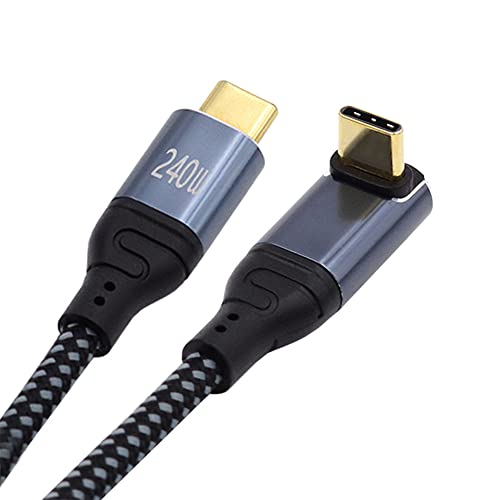 NFHK 240 W USB-C Type-C Charging Cable – 90-Degree Low Profile Angled Design for Optimal Convenience | 480 Mbps Fast Data Transfer | 200 cm Length for Laptop, Tablet & Phone Compatibility | Enhanced Durability & Performance