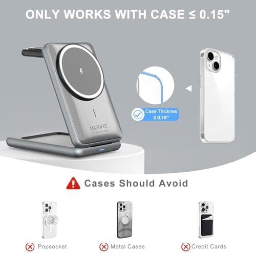 All-in-One 3-in-1 Wireless Charging Station for Apple Devices – Fast Charge Your i Phone 16/15/14/13/12/11 Pro Max, Air Pods Pro & Apple Watch with Enhanced Safety Features – Sleek, Portable Design for Home and Travel – Premium Aluminum Alloy with Smart Overcharge Protection