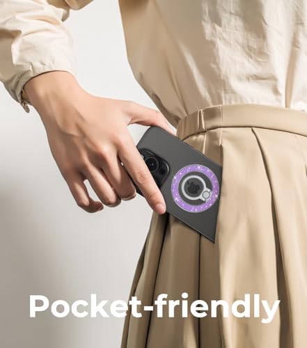 Chic Glitter Magnetic Phone Ring Holder for Mag Safe – Stylish Finger Grip Stand for i Phone, Kindle & Smartphones, Enhanced Stability with Versatile Compatibility for Pop Sockets – Elevate Your Daily Mobile Experience with Glamour and Functionality