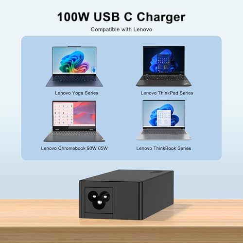 Ultimate 100 W USB-C Fast Charger Power Adapter – Exceptional Compatibility for Lenovo Think Pad, Mac Book Pro/Air, i Pad Pro, HP, Dell, Asus, and All USB-C Devices – Unmatched Speed & Versatility for Efficient Charging