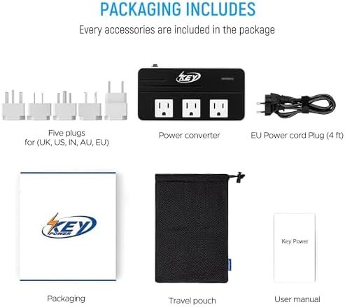 230 W Step Down Voltage Converter for Global Travel – Essential 220 V to 110 V Adapter with Fast USB-C Charging – Ultimate Power Solution for U.S. Electronics in Europe, Australia, UK & Ireland – Compact, Durable, and Safe for Travelers