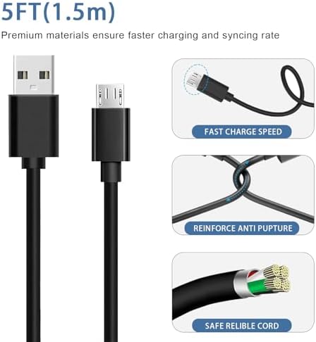 5 FT Micro USB Charger Cable for LG Devices – Superior Compatibility for Aristo, Stylo, K Series & More – Fast Charging and Durable Design for Ultimate Convenience – Essential Accessory for Home and On-the-Go Use