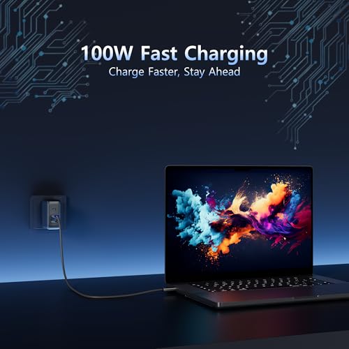 Premium 6.5 FT USB C to USB C Fast Charging Cable – 100 W Power Delivery & 480 Mbps Data Transfer, Braided Aluminum Design for Ultimate Durability – Universal Compatibility with i Phone 16, Mac Book Pro, i Pad Pro & More – Efficient Charging & Seamless Connectivity