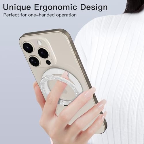 Advanced COOLQO 2-Pack 360° Rotating Phone Grip Ring Stand – Premium Magnetic Holders for Stress Relief & Enhanced Smartphone Stability – Universal Fit for All Devices – Elegant Silver Design for Car & Desk Use