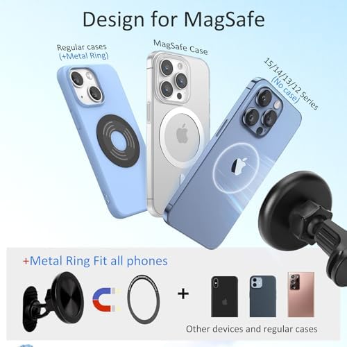 Revolutionize Your Driving with the 360° Rotatable Mag Safe Car Mount – Hands-Free Magnetic Phone Holder for Dashboard & Air Vent – Ultimate Compatibility & Convenience for Smartphones – Securely Enjoy Navigation & Music with Style