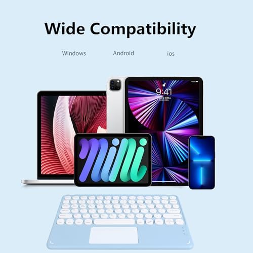 Compact Bluetooth Keyboard for On-the-Go Typing | Rechargeable 10-Inch Wireless Keyboard for Android, i OS & Windows Devices | Sleek, Lightweight Design for Effortless Portability | Perfect for Tablets & Smartphones | Enhance Your Mobile Productivity with Quiet Typing Experience