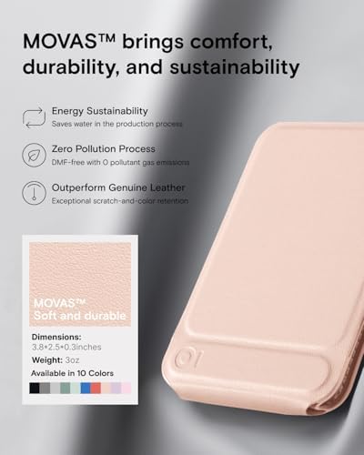 MOFT Phone Stand, Magnetic Phone Tripod Stand Stain-Resistant MOVAS Leather & Angle Adjustment & Strong Magnets Tripod for iPhone 16/15/14/13/12 (Included Metal Ring)-Misty Cove – Enhanced Compatibility and Speed