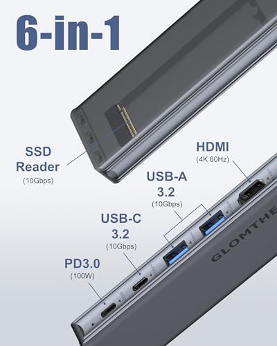 Ultimate USB C Hub for Mac Book Air/Pro & Mac Mini – Multiport Docking Station with M.2 NVMe SSD Enclosure, 4 K 60 Hz HDMI, USB 3.2 Gen 2, and 100 W Pass-Through Charging – Unmatched Speed and Versatility for Professionals On-the-Go