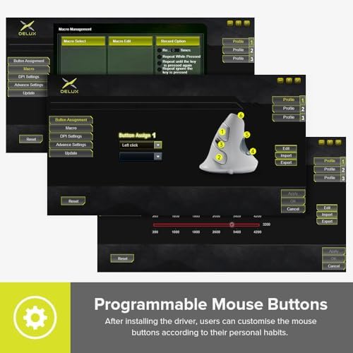 Elevate Your Comfort: De LUX Wired Vertical Ergonomic Mouse for Medium Hands – 6 Programmable Buttons, 4200 DPI Precision, and Removable Palm Rest to Alleviate Wrist Pain and Carpal Tunnel Symptoms – Ideal for Enhanced Productivity and Seamless Compatibility Across Operating Systems