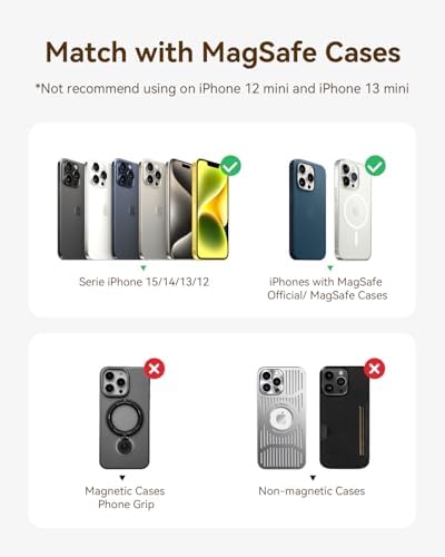 Kuulaa Slim Magnetic Portable Power Bank for i Phone – 5000 m Ah PD 20 W Fast Charging Battery Pack with Rotating Stand for Mag Safe Compatible i Phone 12/13/14/15/16 Series (Titanium Finish) – Ultimate On-the-Go Charging Solution