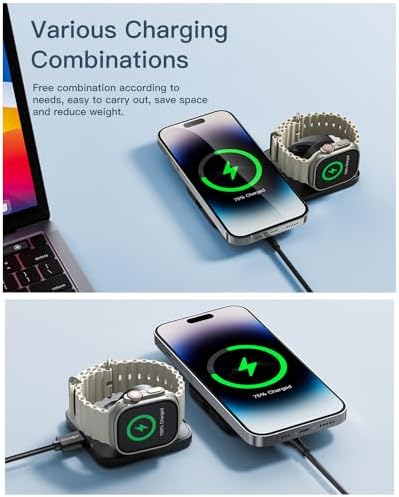 Magnetic 3-in-1 Detachable Wireless Charging Station for Apple Devices – Fast Charging Solution for i Phone 15/14/13/12, Air Pods Pro/2/3, and Apple Watch – Space-Saving, Portable Design for Effortless Device Management