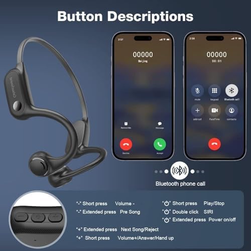 Revolutionary Open-Ear Bone Conduction Headphones – Ultra-Lightweight Bluetooth 5.3 Sport Earbuds for Active Enthusiasts, 10 Hours of Playtime, Waterproof & Sweatproof for Running, Cycling, and Hiking – Built-in Mic for Effortless Hands-Free Calling – Stylish Gray Design