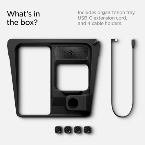 Spigen 3-in-1 Wireless Charging Organizer Mount for Tesla Model 3 (2024/2025 Highland) – Multifunctional Charging Station for i Phone, Air Pods & Apple Watch – Sleek Design, Enhanced Device Compatibility, Effortless Installation