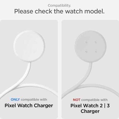 Spigen S354 Charger Stand for Google Pixel Watch – Durable TPU Design with Non-Slip Base for Secure Charging (Not Compatible with Pixel Watch 2,3) – Sleek, Compact Docking Solution for Smartwatch Accessories – Enhance Charging Efficiency and Style