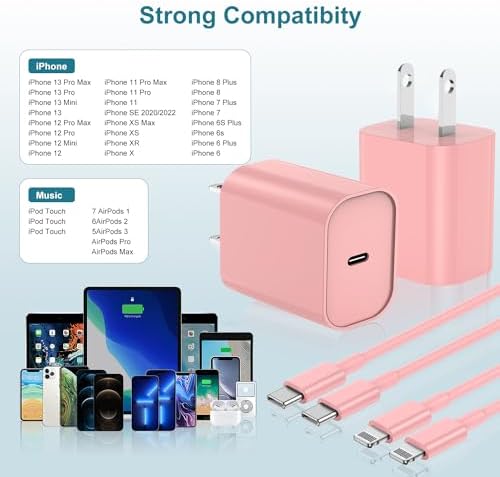 MFi Certified 20 W USB-C to Lightning Fast Charger for i Phone 14/13/12 – 6 FT Durable Cable & Power Delivery Block in Stylish Blue – Ultimate Solution for Rapid Charging of All Apple Devices Including i Pad Pro, XS, XR, 8 Plus – Optimized for Reliability and Speed