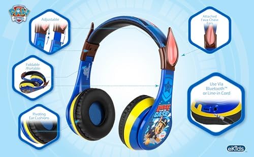 Paw Patrol Skye Kids Bluetooth Headphones – Safe and Stylish Wireless Sound with Built-in Microphone and Volume Limiting for Hearing Protection – Travel-Friendly Foldable Design Ideal for School and Home Use – Enhanced Comfort for Young Listeners and Versatile Compatibility across Devices