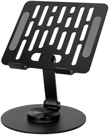 Versatile Adjustable Metal Tablet Stand – Foldable Height-Adjustable Holder for Tablets Up to 12 Inches, Perfect for i Pads and More – Sleek Black Finish for Ultimate Style and Stability in Any Workspace