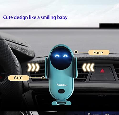 Stylish Wireless Car Charger with Auto-Clamping Fast Charging – Sleek Blue Phone Mount for i Phone, Samsung & Android – Dashboard & Air Vent Versatility for Safe, One-Handed Operation