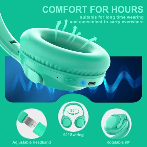 MIDOLA Hi-Fi Bluetooth Over-Ear Headphones – 68-Hour Playtime, Foldable Design for Ultimate Portability, Deep Bass with 6 Custom EQ Modes, Integrated Microphone for Crystal Clear Calls – Perfect for Travel and Home Office Use