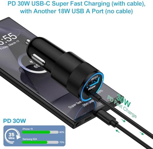 Rapid Charge USB-C Wall and Car Charger for Samsung Galaxy Z Fold Flip Series – Enhanced 3 ft/6 ft Cable Options for Ultimate Compatibility and Speed – Ideal for S25, S25 Ultra 5 G and More – Efficient Charging Solution for On-the-Go Convenience and Home Use