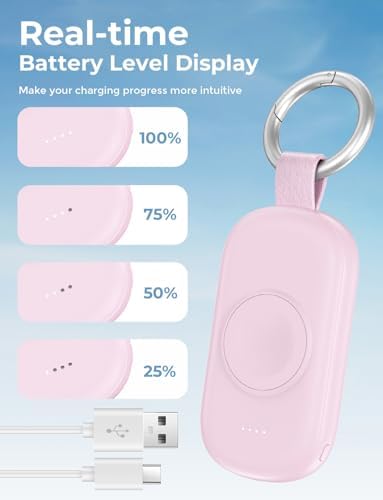 Portable Magnetic Wireless Charger for Apple Watch – 1200 m Ah Keychain Power Bank for Effortless Charging on the Go – Universal Compatibility with All Apple Watch Series Including Ultra Models – Ideal Fast Charging Solution for Active Lifestyles