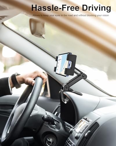 Universal Adjustable Dashboard Clip Car Phone Holder for All Smartphones – Secure Sun Visor & Rearview Mirror Mount with Enhanced Stability, Compatible with i Phone 16 Pro Max, Galaxy S24, and More – Effortless Access for Safe Driving