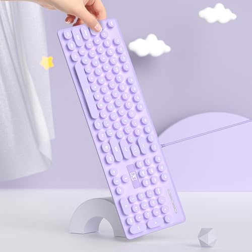 Transform Your Workspace with the Surmen Pink Retro Typewriter Keyboard – Backlit, Quiet & Full-Size 104 Keys for Effortless Typing and Style, Perfect for Home and Office Use!