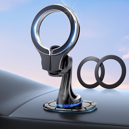 Pop-Tech Mag Safe Adhesive Car Mount – Advanced Magnetic Phone Holder for i Phone 12-16 Series | 360° Rotatable Dashboard Mount with Enhanced Grip and Seamless Integration for Ultimate Driving Convenience