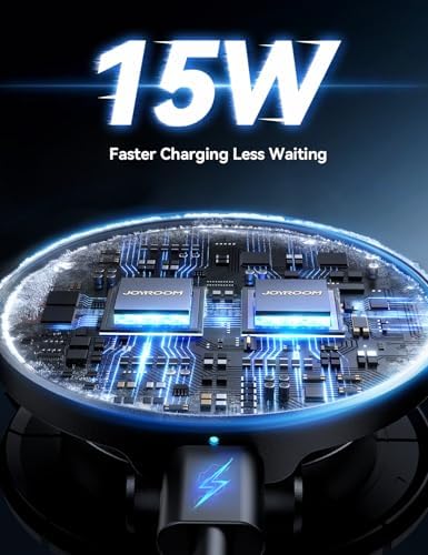Premium JOYROOM Mag Safe Car Mount Charger – All-Metal 15 W Fast Wireless Charging Solution for i Phone 16 Pro Max Plus & 15/14/13/12 Pro Max Plus – Secure Magnetic Holder in Stylish Dark Blue for Effortless Navigation and Hands-Free Calls, Ultimate Dashboard Accessory